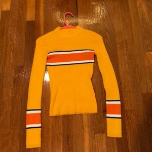 Mustard yellow striped turtle neck